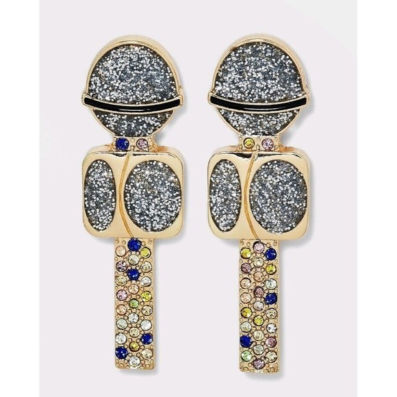 3/$15 SUGARFIX Drop the Mic Sparkly Gold Tone Microphone Stud Singer Earrings - Picture 1 of 1